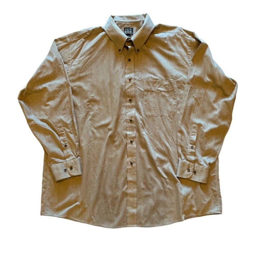 Jos. A. Bank XXL Brown Shirt Button Front Long Sleeve Traveler's Collection